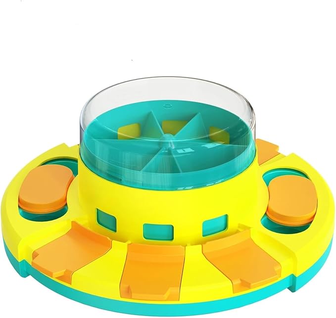Dog Puzzle Toys Press Slow Feeder Interactive Enrichment Toys Pets Puppy IQ Trainning Treat Dispenser Food Leaker Bowl(Yellow)