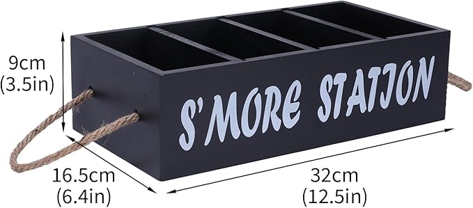 Smores Station S'mores Bar Holder,Smores Caddy, Smore Accessories Organizer, Perfect for Marshmallow Roasting Sticks, Chocolate, S'mores s Sticks, Kit Maker-Wooden