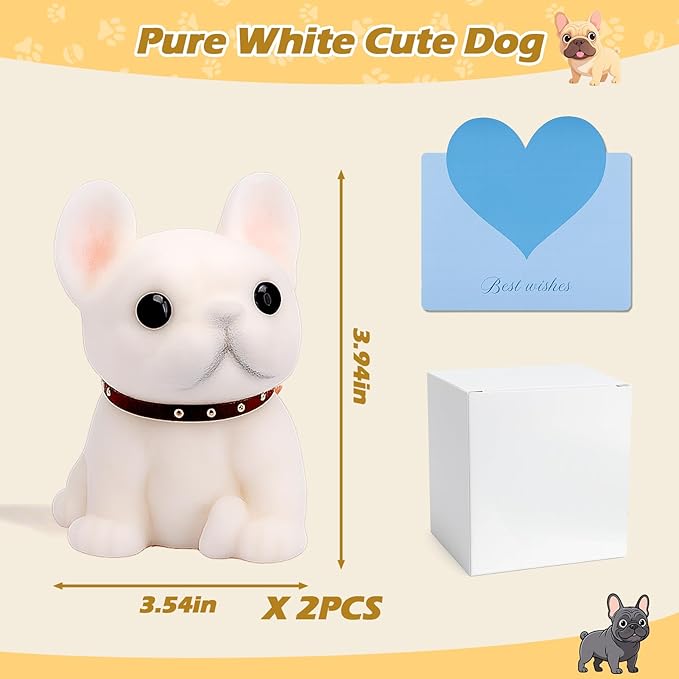 2pcs Pure White Taba Squishy Dog