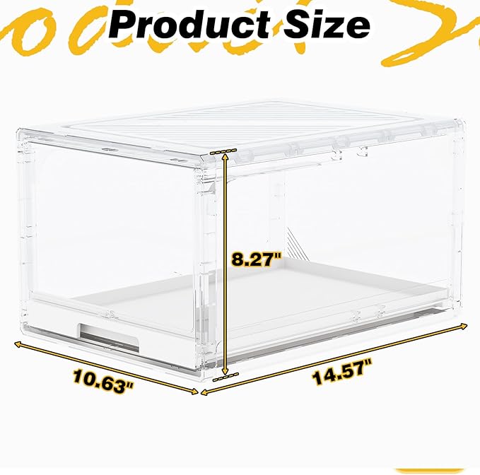 Hat Organizer for Baseball Caps 2 Pack, Clear Hat Holder Box Containers with Drawer Stackable Cap Storage Display Case for Hats Snapback Cap