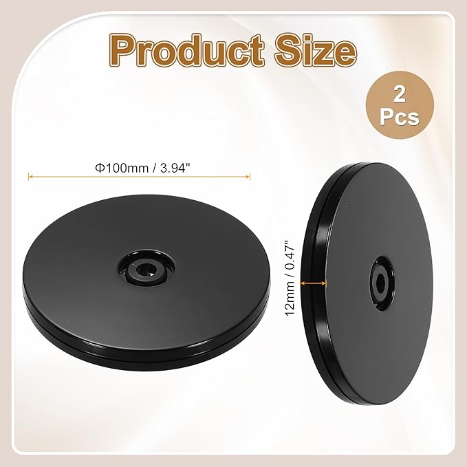 uxcell 2Pack Acrylic Lazy Susan Turntable, 4" Spinner Lazy Susan Turntable Organizer, Acrylic Ball Bearing Rotating Tray for Pantry Spice Rack Decorating, Black