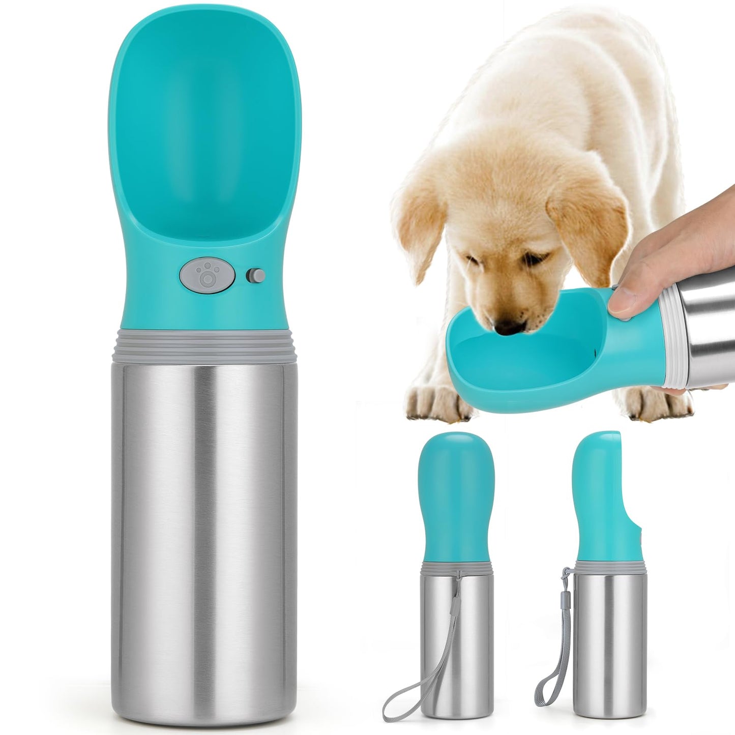 Portable Dog Water Bottle, 14 OZ Stainless Steel Pet | Travel Essentia - Image 1
