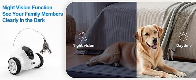 Pet Compainon Robot on Wheels,720P HD Camera,Indoor Movable Security Camera with 2-Way Talk,Bot with Night Vision,Distance Bot App Control for Cats/Dogs/Baby/Elderly