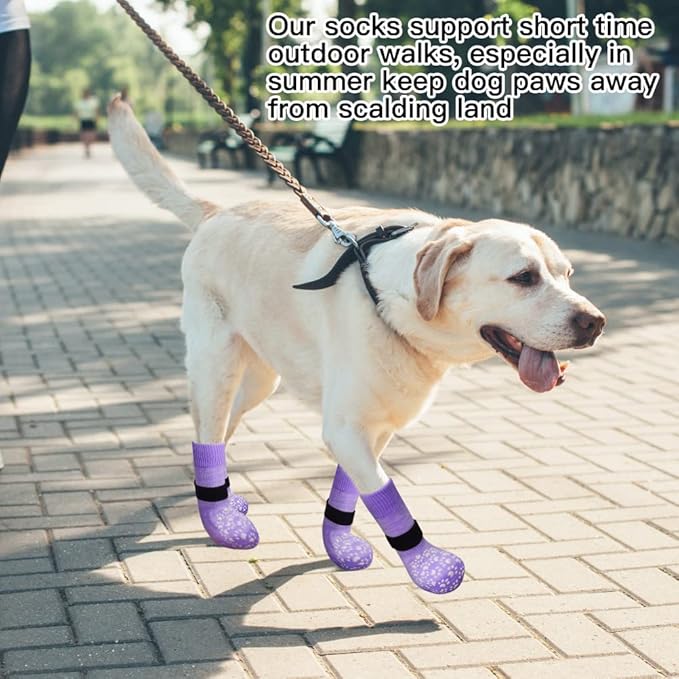EXPAWLORER Double Side Anti-Slip Dog Socks with Adjustable Straps-Strong Grips Traction Control for Indoor on Hardwood Floor Wear,Best Paw Protector for Puppy Small Medium Large Dogs,X-large (6 Count)
