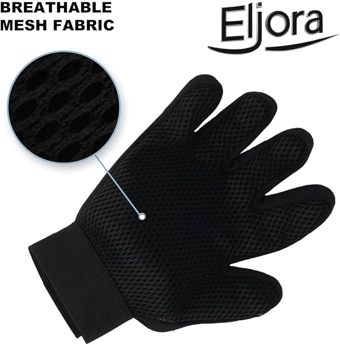 Pet Grooming Glove & Dematting Comb Set – Anti-Slip Handle Deshedding Comb+ Gentle Massage Glove (Pair) for Dogs & Cats (Gloves (Pair))