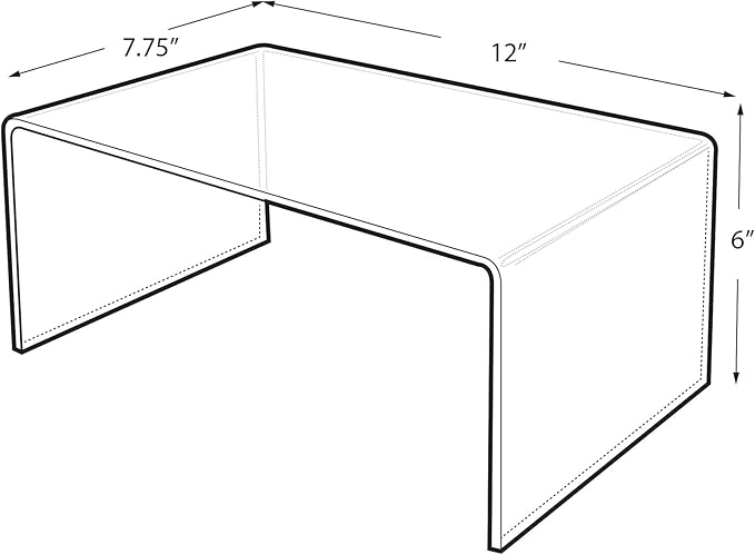 Azar Displays, 515311, Acrylic Laptop Stand, Computer Riser for Desk, Monitor Stand, Closet Organizer for Clothes & Shoes, Cabinet Display for Accessories and Decor, Clear, 4 Pack, 12"x7.75"x6"