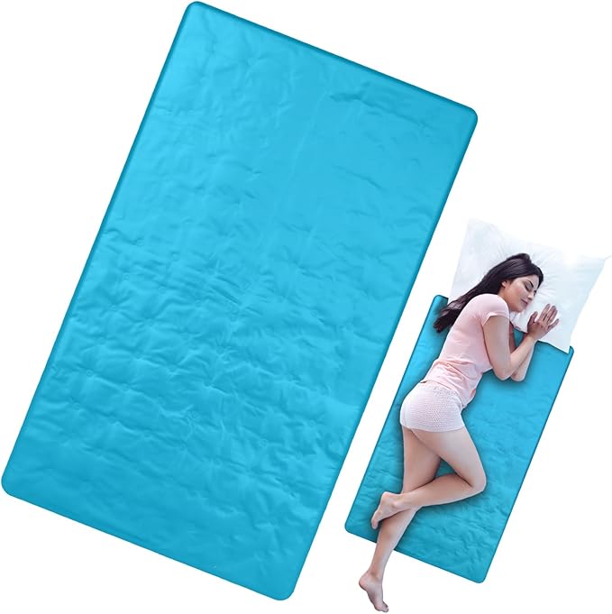 Cooling Pad Mat for Sleep Cooling Mattress Pad Gel for Bed, Relieve Pain, Summer Hot Flashes, Adult, Pets, No Water or Electricity Required(Plain,Light Blue,48 x 28 Inch)