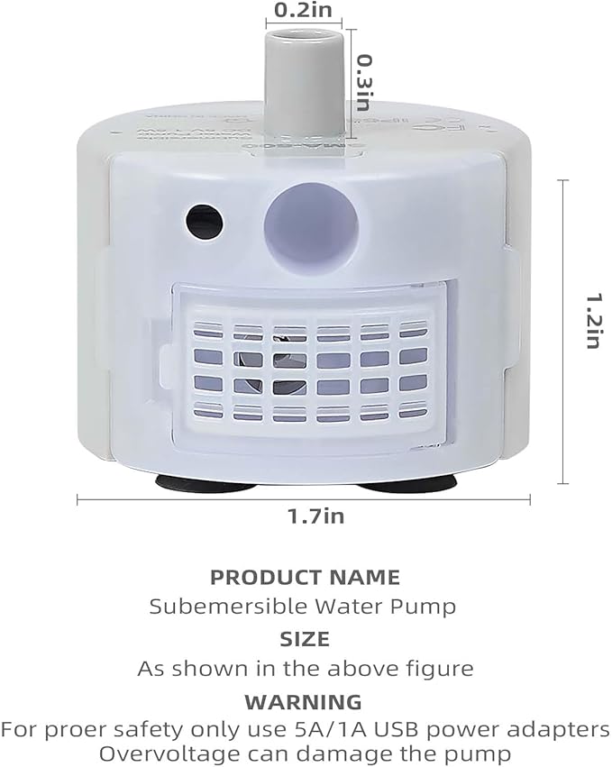 Ultra-Quiet Replacement Pump and Stainless Steel Cat Water Fountain