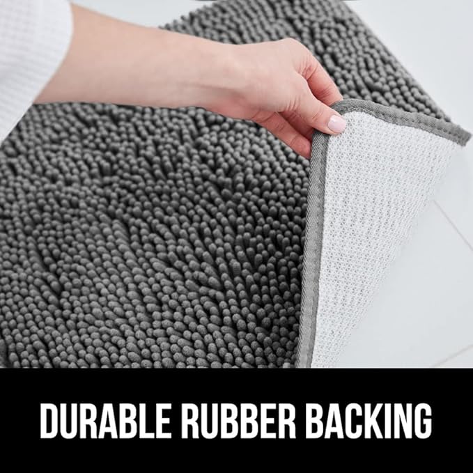 GORILLA GRIP Waffle Shower Curtain and Area Rug Set, Waffle Shower Curtain Size 72x72, Washable, Contour Set Includes 30x20 Bath Rug and Toilet Mat, Microfiber Quick Dry, Both in Gray, 2 Item Bundle