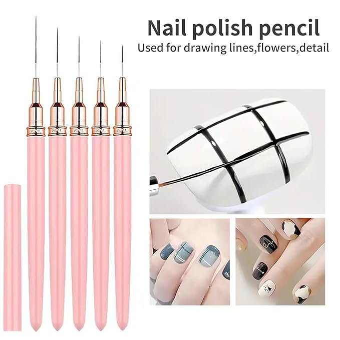 10Pcs Pink & Black Ultra-Fine Nail Liner Brush Set - Professional Nail Art Detail Brush for French Tip, Intricate Patterns, Fine Line Painting & Gel Polish Manicure, Salon & DIY Manicure Tool Kit