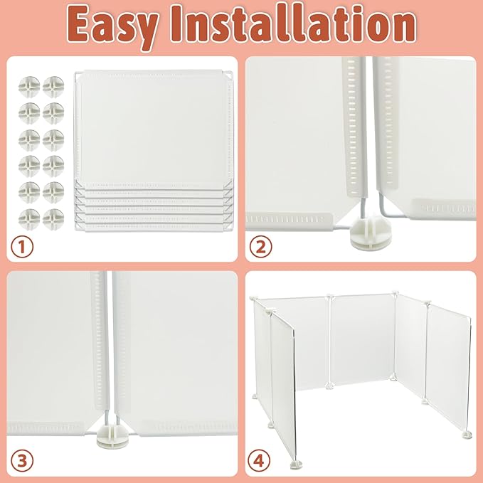 VCEPJH Cat Litter Box Enclosure Splash Guard Extra Large High Wall Pee Shields DIY Privacy Screen for Litterbox Barriers L24 xW22.8xH15.7 in White (Kitty Boxes Not Included)