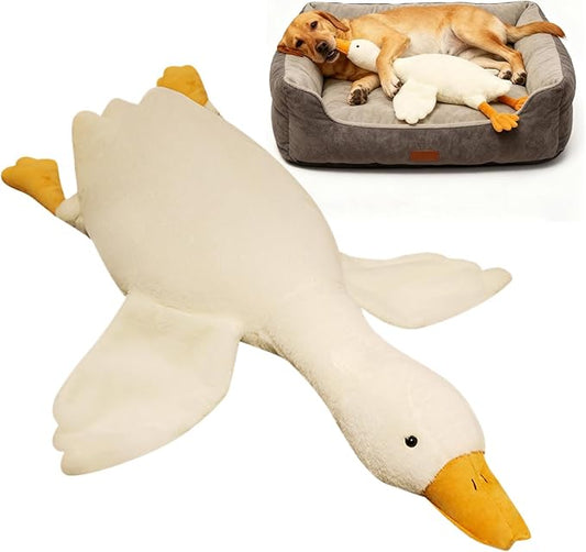 White Calming Pet Puppy Plush, Interactive Stress Relief Chew Dog Toy, Large Enrichment Stuffed Animal, 2026 New Upgraded Duck Pillow, for Boredom Exercise Company Training Indoor Outdoor