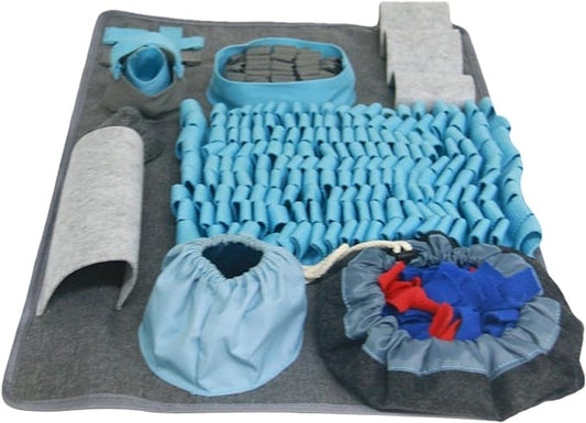 Snuffle Mat, Interactive Puzzle Dog Food Mat, Easy to Clean, Durable, Sniffing Training Toy with 10 Training Elements and 3 Difficulty Levels, Dog Training Accessories for All Breeds