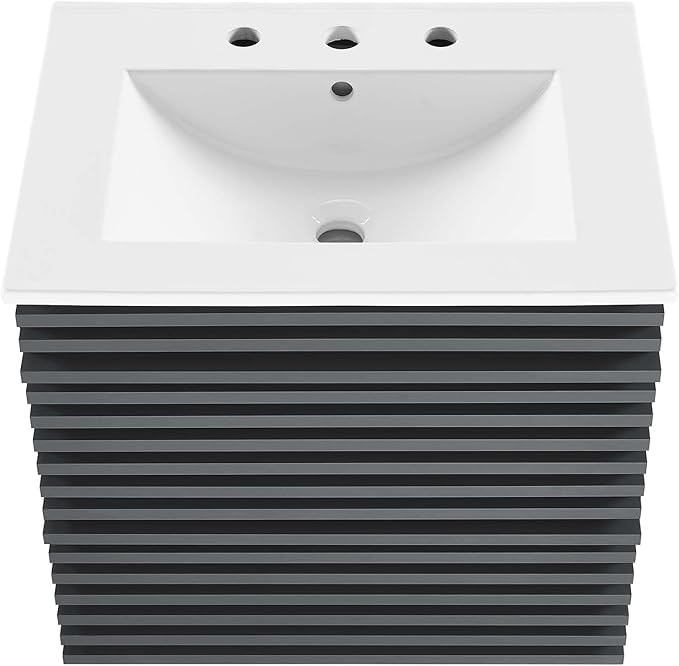 Modway Render 24" Wall-Mount Bathroom Vanity in Gray White