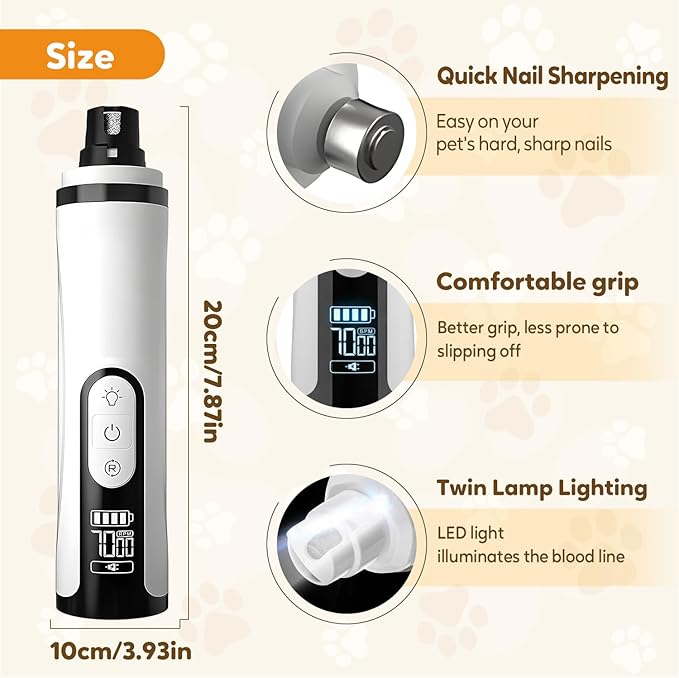 2026 New Silent Pet Nail Grinder, Rechargeable Dog Nail Grinder, Portable Electric Pet Nail Trimmer for Cats, Dogs and Other Animals