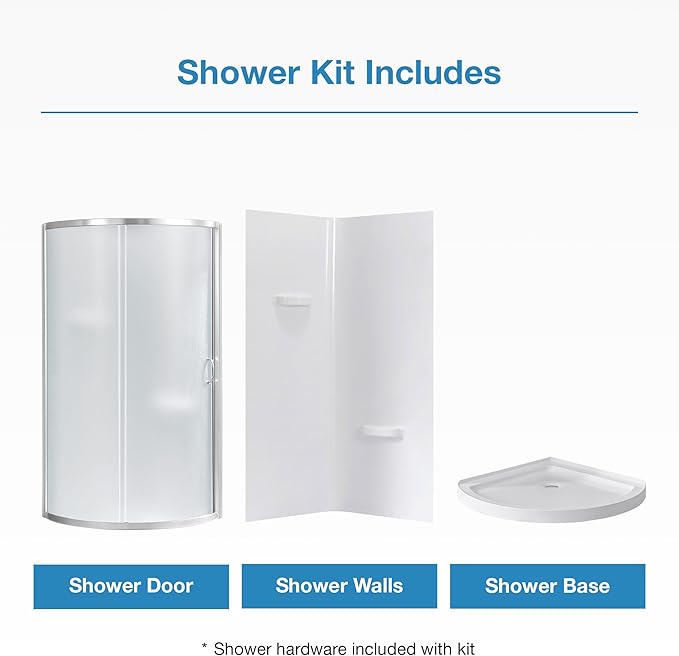 OVE Decors Breeze 34 in. Corner Shower Frosted Sliding Door with Base in Satin Nickel Finish