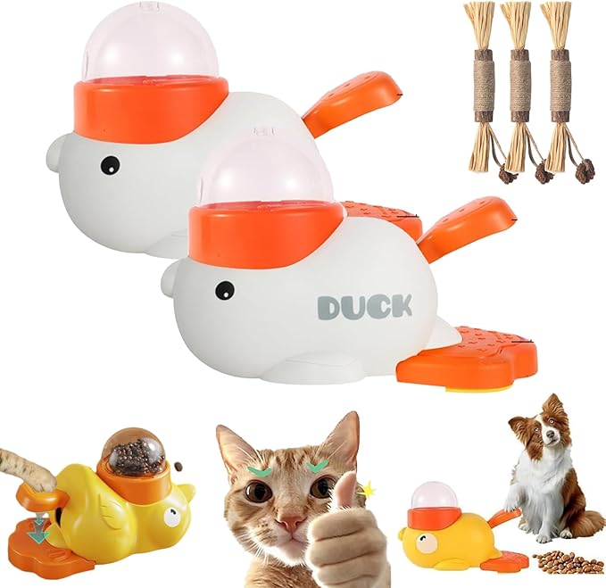 Dog Feeder Puzzle Toy Duck, Dog Treat Dispenser, Interactive Duck Cat Puzzle Feeders Toys, 2-in-1 Interactive Slow Feeder Puzzle Toy (C*2)