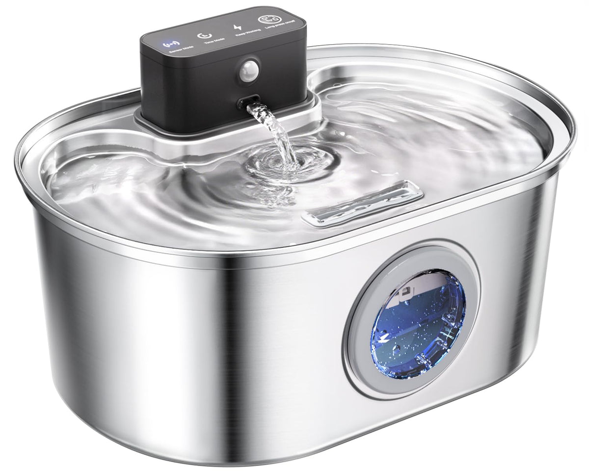 Cordless 3.2L/108oz Stainless Steel Cat Water Fountain Pet Fountain