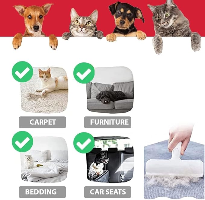 Pet Hair Removal Tool - Cat, Dog, Pet Hair Remover for Couch, Furniture, Carpet - Portable, Reusable Lint Roller and Pet Fur Remover Hair Brush
