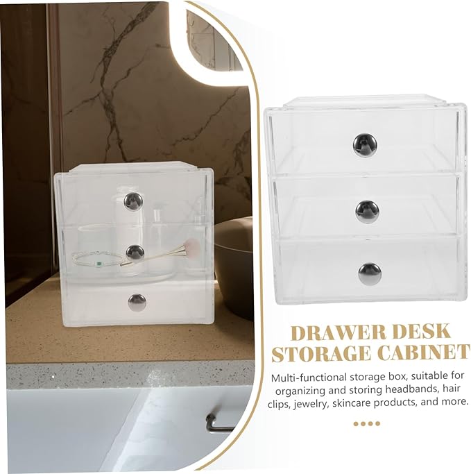 Multi-use 3-Tier Drawer Storage Box Acrylic Desktop Organizer Lids for Makeup Jewelry Office Sundry Stylish and Practical