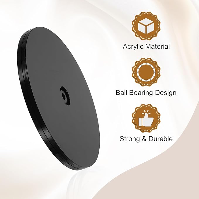 uxcell 2Pack Acrylic Lazy Susan Turntable, 7" Spinner Lazy Susan Turntable Organizer, Acrylic Ball Bearing Rotating Tray for Pantry Spice Rack Decorating, Black