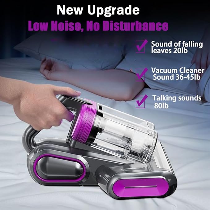 Bed Vacuum Cleaner,16Kpa Suction Double Cup Cordless Mattress Vacuum Cleaner with Ultrasonic and LED Display,18000 RPM/Min Brushroll,Cordless Vacuum for Pet Hair,Sofas,Blankets,Mattresses,etc.