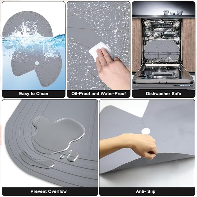 2 PCS 28" Lazy Susan Shelf Liner, Jaxbo Silicone Lazy Susan Liner for Dual Tier Pie Cut Organizer,Non-Slip Thermal Protection Mat