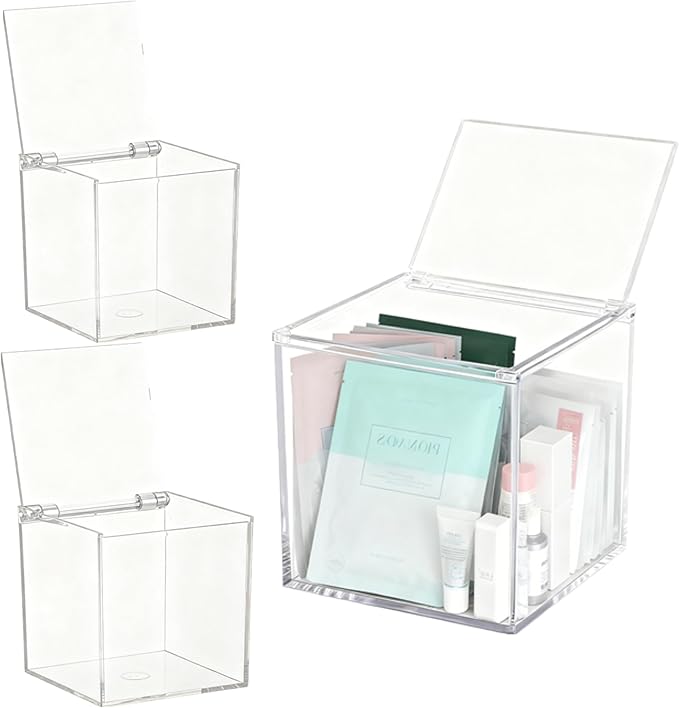KissYou Acrylic Box Clear Storage Contanier with Lid Acrylic Hinged Lid Box Coffee Pod Holder Easter Candy Gift Box Transparent Display Case