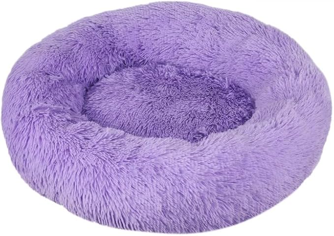 Anxiety Relief Dog Bed - Mr Fluffy Friend Anti-Anxiety Original Calming Plush Pet Bed for Chewing, Crate Training & Thunderstorm Stress (A-Purple,L-70CM)