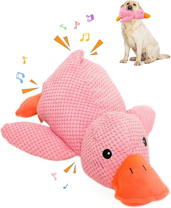 Quack-Quack Premium Emotional Support Duck Dog Toy, Mellow Calming Duck, Yellow Stuffed Dog Chew Toys for Indoor Puppy
