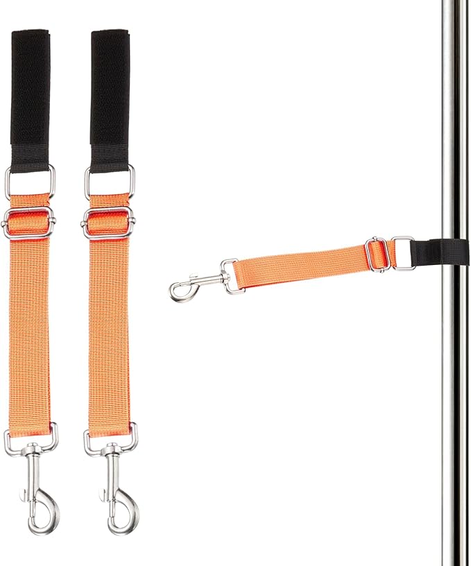 Dog Grooming Loop, Dog Grooming Harness Table Arm Accessories Adjustable Secure and Stable Extender Bathing Restraint Leashes (Orange, 2 Pcs), for Pet Bathing