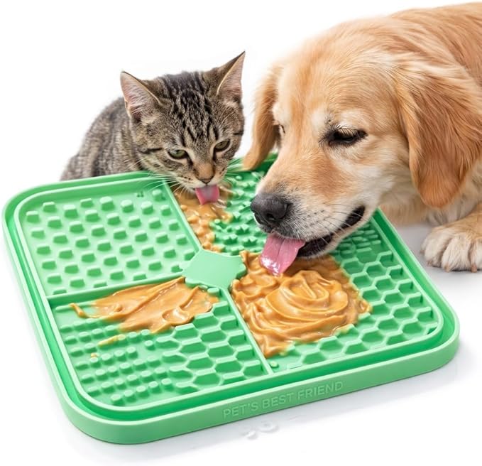 Lick Mat for Dogs and Cats, Food Grade Silicone Slow Feeder Mat with Strong Suction for Grooming, Bathing and Anxiety Relief, BPA-Free Pet Feeding Mat for Dental Care
