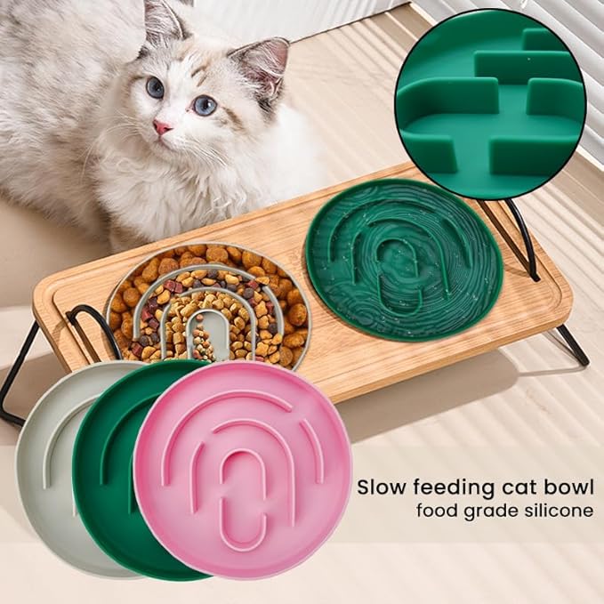 Slow Feeder Dog Bowl, Non-Slip Silicone Pet Bowl, Food Puzzle Mat, Prevents Bloat and Choking, Improves Digestion (Dark Green)