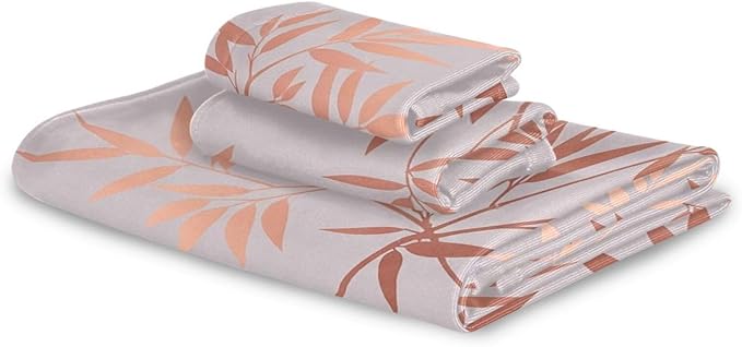 Pfrewn Pink Gold Branches Towels Set of 3 Rose Golden Leaves Art Bathroom Towel Soft Absorbent Bath Hand Towels Washcloth Guest Towel Sets Bathroom Decorations
