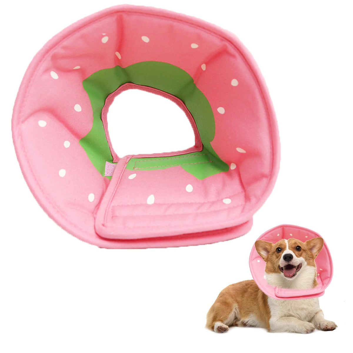 Soft Pet Cone Collar, Strawberry, S - Image 1