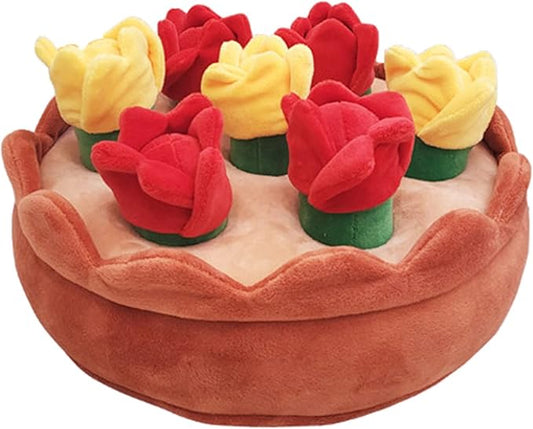 Dog Squeak Toy for Pet Dog Biteable Plush Toy Chewing Toy Hide and Seek Flower Snuffle Toy Biting Puzzle
