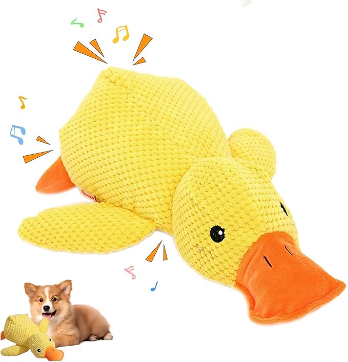 The Mellow Ducks Calming Pillow, Mellow Dog Calming Duck, 2025 New Yellow Duck Dog Toy, Dogs Ducks Toy with Quacking Sound for Indoor Dogs