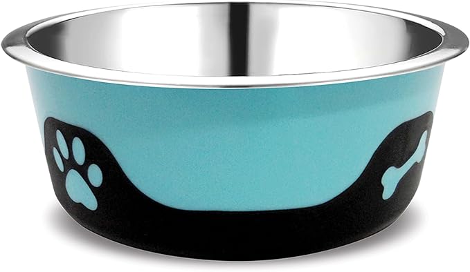 Thermocool Insulated Stainless Steel Pet Bowl - 16 Oz (Medium) Non-Slip Feeding Dish Reduces Sliding & Spills, Keeps Water Cold & Food Warm, Dishwasher Safe (Blue)