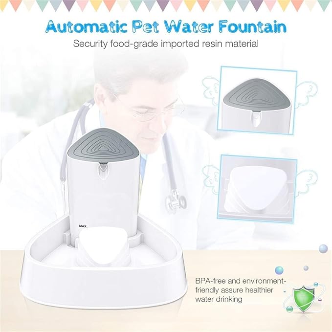 Automatic Pet Water Fountain, 1.8L LED Drinking Dispenser for Cats & Dogs with Upgraded Filter