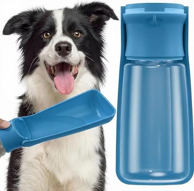 Portable Dog Water Bottle for Walking – 19oz / 12oz Foldable Pet Water Dispenser for Puppies, Medium & Large Dogs – Leak Proof Travel Water Bowl for Small Animals Dog Accessories(19OZ Dark Blue)