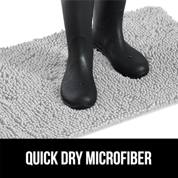 GORILLA GRIP SoakSTOPPER Dog Door Mat, 36x24 Machine Washable Rug Absorbent Doormat Captures Moisture Mud Dirt, Quick Dry Soft Chenille Entryway Rugs Indoor Entrance Mats for Dog Paws, Light Gray