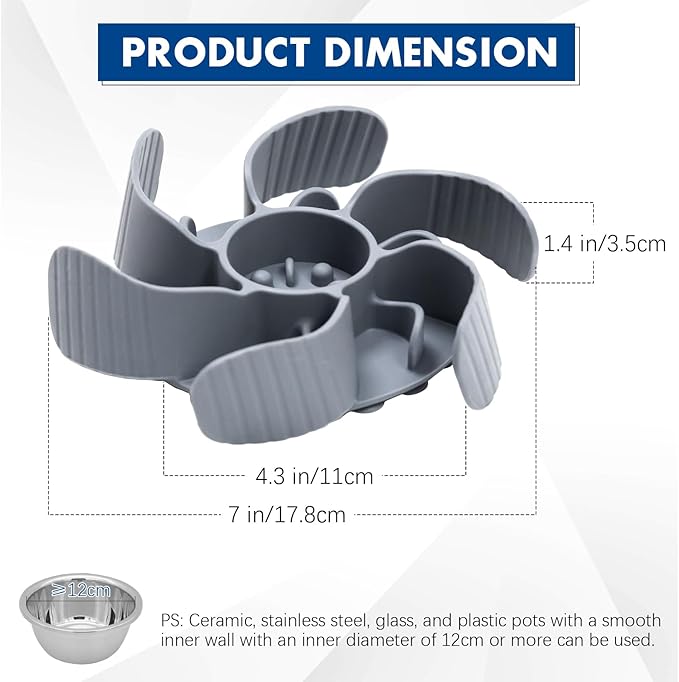 Slow Feeder Dog Bowl Insert, Flower Design Slow Feeder Insert, Anti-Choking Pet Food Dish for Large Medium Small Breed Dogs, Gray