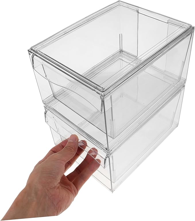 2pcs Acrylic Makeup Organizer Stackable for Desktop Storage for Cosmetic Organization and Bathroom Accessories