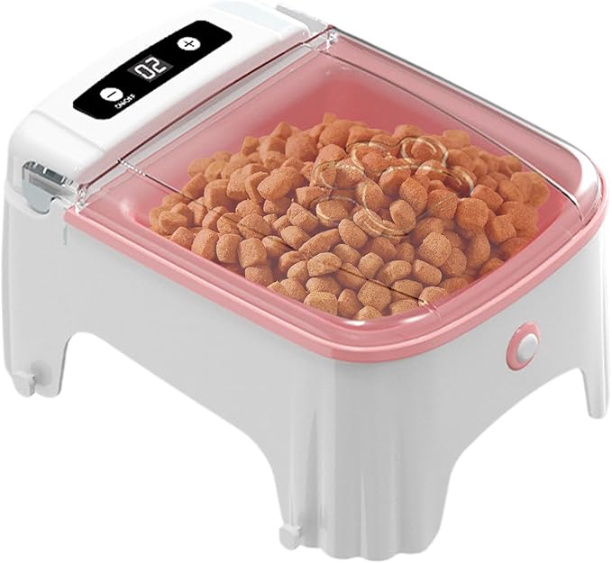 Pet Feeder - Electric Smart Meal Distributor, Digital Schedule Kibble Server with Voice Reminder Feature, Anti Jam Dispensing Design, Ideal for Busy Owners Travel Care