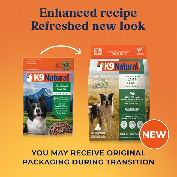 K9 Natural - Grain Free Freeze Dried Dog Food - Lamb, 1.1lb