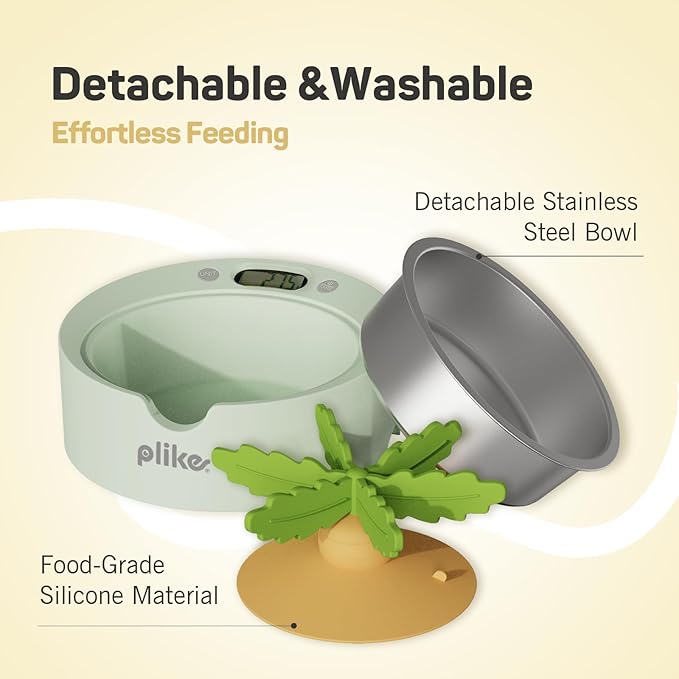 Plike 3-in-1 Smart Pet Bowl with Built-in Digital Food Scale & Removable Slow Feeder Insert, for Precise Portion Control, Healthy Weight Management, and Improved Digestion for Dogs and Cats