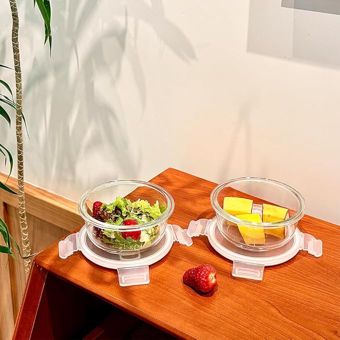 4PC Square Glass Containers With Lids (transparent)