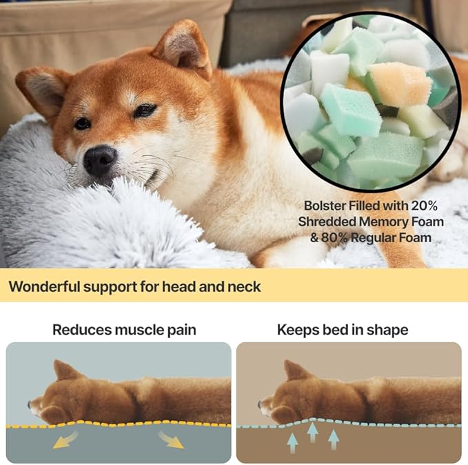 Codi Large Calming Dog Bed for Couch – Anti-Anxiety Sofa Protector Mat for XL Dogs, 45''x37''x6'', Machine Washable, Fluffy & Cozy with Non-Slip Bottom, Ash Brown