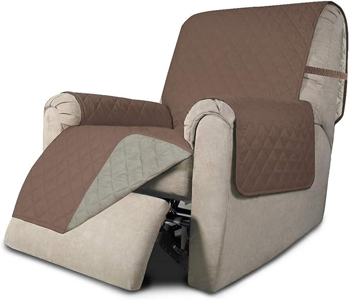 Easy-Going Recliner Sofa Slipcover Reversible Sofa Cover Water Resistant Couch Cover Furniture Protector with Elastic Straps for Pets Kids Children Dog Cat (Recliner, Brown/Beige)