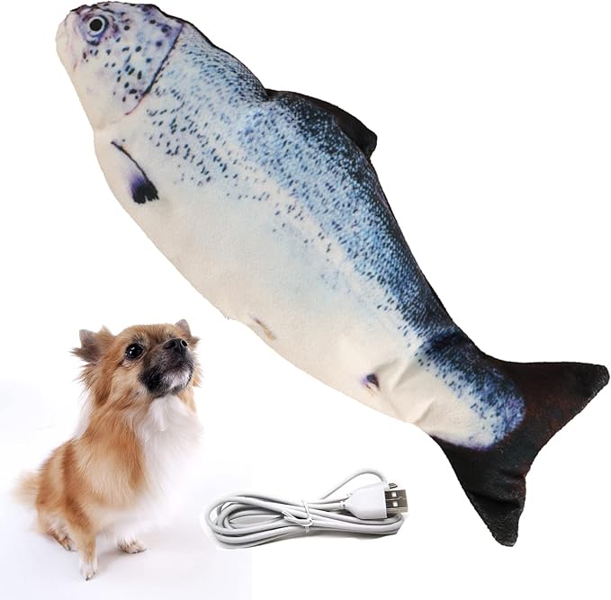 Realistic Flopping Fish Dog Chew Toy - Electric Moving Interactive Pet Toy for Small Medium Dogs, Chew Rocking Toy for Indoor Outdoor Exercise
